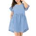 Colisha Womens Summer Striped Plus Size Dress Short Sleeve T-Shirt Dresses Casual Swing Aline Ruffle Dresses