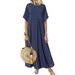 Colisha Boho Polka Dot Flowy Maxi Sundress For Women Short Sleeve Print Casual Loose Pleated Swing Dress Retro Cocktail Party Dresses