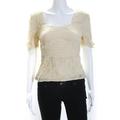 Pre-ownedWhat Comes Around Goes Around Womens Short Sleeve Blouse Top Beige Size S