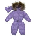 Hooded Down Snowsuit Jacket Warm Collar Romper Windproof Parka Solid Color Coat Waist-down Jumpsuit Outwear(Newborn Baby Boy Girl&Infant)