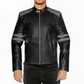 NomiLeather black leather jacket mens leather jacket and genuine leather jacket men (Black With Grey Strip ) Small