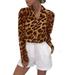 Women's Chiffon Blouse Long Sleeve Sexy Leopard Print Blouse Turn Down Collar Lady Office Shirt Tunic Casual Loose Tops Plus Size Blouse