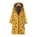 Jocestyle Dots Printed Women Hooded Coat Fleece Long Sleeve Outerwear (Yellow 2XL)