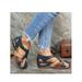 Wazshop Womens Bohemia Gladiator Sandals Athletic Outdoor Cutout Loop Wedge Sandals Slides Walking Shoes