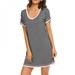 Women Sexy Dress Cotton Solid Color Round Neck Short Sleeve Nightdress Solid Color Clothes