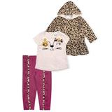 Nannette Baby Girl Cheetah Raincoat, Shirt, & Leggings, 3pc Outfit Set
