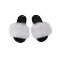 Avamo Faux Fur Slides Fuzzy Fluffy Slippers Flat Soft Sandals Open Toe Casual Shoes