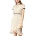 Women's Contrast Trim Ruffled Floral Lace Short Sleeve Dress