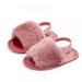 Jolly Infant Baby Girls Sandals Elastic Back Strap Flats Slippers Soft Toddles Princess Shoes Faux Fur Slides Shoes First Walker Anti-slip Walking Shoes