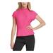 DKNY Womens Pink Ruched Cap Sleeve Mandarin Collar Top Size XS