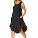 Sexy Dance Women Summer Casual Tank Dress Beach Vacation Sleeveless T Shirt Dress Solid Color Loose Sundress With Pockets