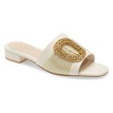 Cecelia New York MAUI Slide Sandal Alabaster White Leather Embellished Flat Mule