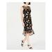 CALVIN KLEIN Womens Black Floral Sleeveless Illusion Neckline Midi Dress Size 10