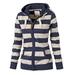 WoMen Sports Casual Wear Zipper Fashion Striped Hoodies Fleece Jacket Fall Sweatshirts Autumn Winter Coat Warm Jacket Cotton