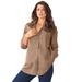 Plus Size Women's Long-Sleeve Kate Big Shirt by Roaman's in Brown Sugar (Size 18 W) Button Down Shirt Blouse