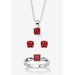 Women's 3-Piece Birthstone .925 Silver Necklace, Earring And Ring Set 18" by PalmBeach Jewelry in July (Size 10)