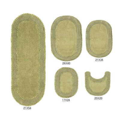 Double Ruffle 5 Piece Set Bath Rug Collection by Home Weavers Inc in Sage