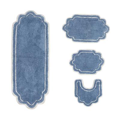 Allure 4 Piece Set Bath Rug Collection by Home Weavers Inc in Blue