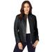 Plus Size Women's Zip Front Leather Jacket by Jessica London in Black (Size 28 W)