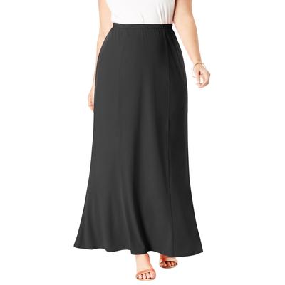 Plus Size Women's Stretch Knit Maxi Skirt by The London Collection in Black (Size 18/20) Wrinkle Resistant Pull-On Stretch Knit