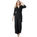 Plus Size Women's Wide Leg Knit Jumpsuit by The London Collection in Black (Size 24)