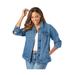 Plus Size Women's Classic Cotton Denim Jacket by Jessica London in Medium Stonewash (Size 26) 100% Cotton Jean Jacket