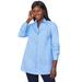 Plus Size Women's Poplin Tunic by Jessica London in French Blue (Size 16) Long Button Down Shirt