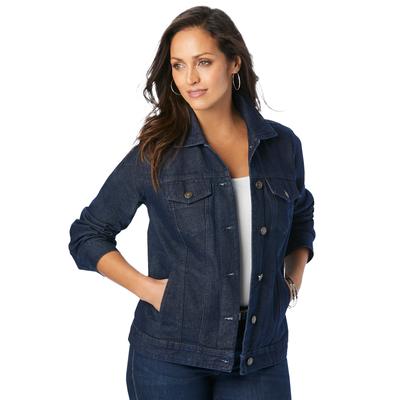 Plus Size Women's Classic Cotton Denim Jacket by Jessica London in Indigo (Size 16) 100% Cotton Jean Jacket