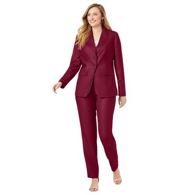 Plus Size Women's 2-Piece Stretch Crepe Single-Breasted Pantsuit by Jessica London in Rich Burgundy (Size 26 W) Set