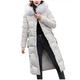 Women Quilted Winter Long Down Coat TUDUZ Puffer Fur Collar Hooded Parka Overcoat Slim Thick Cotton-Padded Outerwear Jackets(YF White,XXL)
