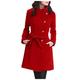 TUDUZ Sale Women Artificial Wool Parka Coat Ladies Winter Warm Single Breasted Trench Jacket Long Sleeve Lapel Outwear with Belt (Red,2XL=UK(14))