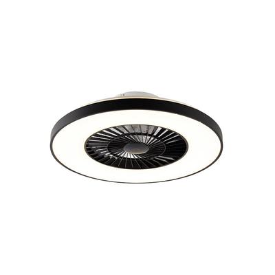Qazqa - Deckenventilator schwarz mit Sterneneffekt 60cm inkl. led Dimmbar mit Fernbedienung - Climo Image