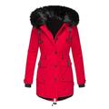 FNKDOR Winter Fleece Lined Jacket Plus Size Button Hoodie Ladies Parka Overcoat For women