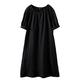 FTCayanz Women's T Shirt Dress Linen Tunic Tops Short Sleeve Swing Dresses Summer Black Large