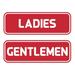 Signs ByLITA Standard Ladies Gentlemen Restroom Sign Set - Black/Gold Small 2" X 6" Plastic in Red | 2 H x 6 W x 1 D in | Wayfair AQS-LGRS-RED