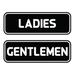 Signs ByLITA Standard Ladies Gentlemen Restroom Sign Set -/Gold Small 2" X 6" Plastic in Black | 2.5 H x 7 W x 1 D in | Wayfair AQS-LGRS-MBLK