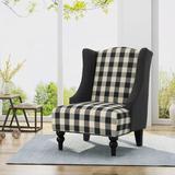 Wingback Chair - Charlton Home® Alejandra 28" Wide Polyester Wingback Chair Polyester in Black/Brown/Gray | 38 H x 28 W x 33 D in | Wayfair