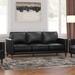 Wade Logan® Armonni 79" Wide Black Top Grain Leather Sofa | Mid Century Modern 3 Seater Couch Leather Match/Genuine Leather in Brown | Wayfair