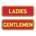 Signs ByLITA Standard Ladies Gentlemen Restroom Sign Set - Black/Gold Small 2" X 6" Plastic in Red/Yellow | 2 H x 6 W x 1 D in | Wayfair