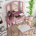 Willa Arlo™ Interiors Magallon Vanity Set w/ Stool & Mirror Wood in Yellow | 56.5 H x 43.25 W x 20 D in | Wayfair ROSP2286 39310680
