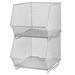 Rebrilliant Mesh Stacking Bin Storage Container Pantry Organizer Metal Basket Set Metal in Gray | 8 H x 8.5 W x 10 D in | Wayfair