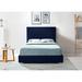 Latitude Run® Kehly Low Profile Platform Bed Upholstered/Velvet in Blue | 56.5 H x 60 W x 82 D in | Wayfair 7DD9CD08809648D094D808819C6B015F