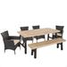 Jacks Outdoor 6-Piece Rectangle Wicker Wood Dining Set with Cushions by Christopher Knight Home