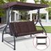 Brown Adjustable 3 Seat Cushioned Porch Patio Canopy Swing Chair - 73" x 44" x 68" (L x W x H)