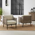 Southwick 2Pc Outdoor Wicker Armchair Set Creme/Light Brown - 2 Armchairs - Crosley CO7341LB-CR