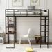 Nestfair Twin Metal Loft Bed with 2 Shelves and Desk