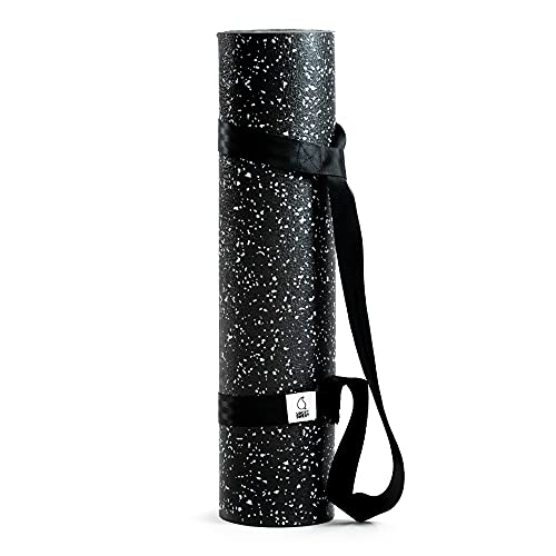 "Sweet Sweat Yoga Mat (Dual Sided) - Fitness & Exercise Mat with Easy-Cinch Yoga Mat Carrier Strap (72""L x 24""W ) (Black)"