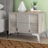 Kitsco Reece 2 - Drawer Nightstand in Light Gray/Chrome Wood/Metal in Brown/Gray | 19 H x 24 W x 16 D in | Wayfair E4844D5892714990BCCEA5D2C5376FD2