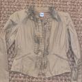 Anthropologie Jackets & Coats | Anthropologie Cropped Blazer Cotton Poplin Lace 8 | Color: Tan | Size: 8