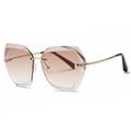 AEVOGUE Sunglasses For Women Rimless Diamond Cutting Lens Sun Glasses AE0534 (Gold&Brown, 65)